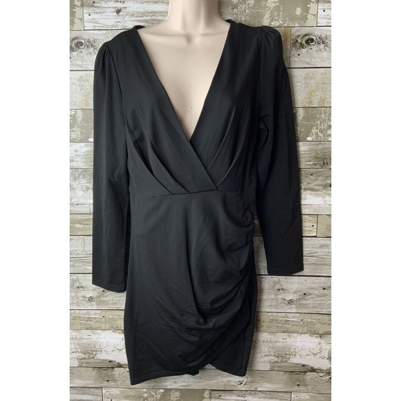 Sarin Mathews Womens Black Deep V Neck Bodycon Dress Size M - Picture 1 of 3